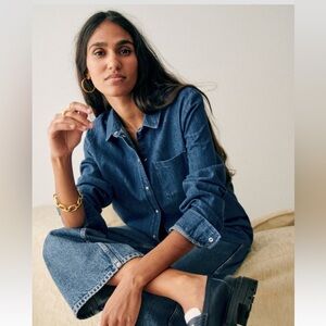 Sezane Denim Tomboy Shirt, Size 38